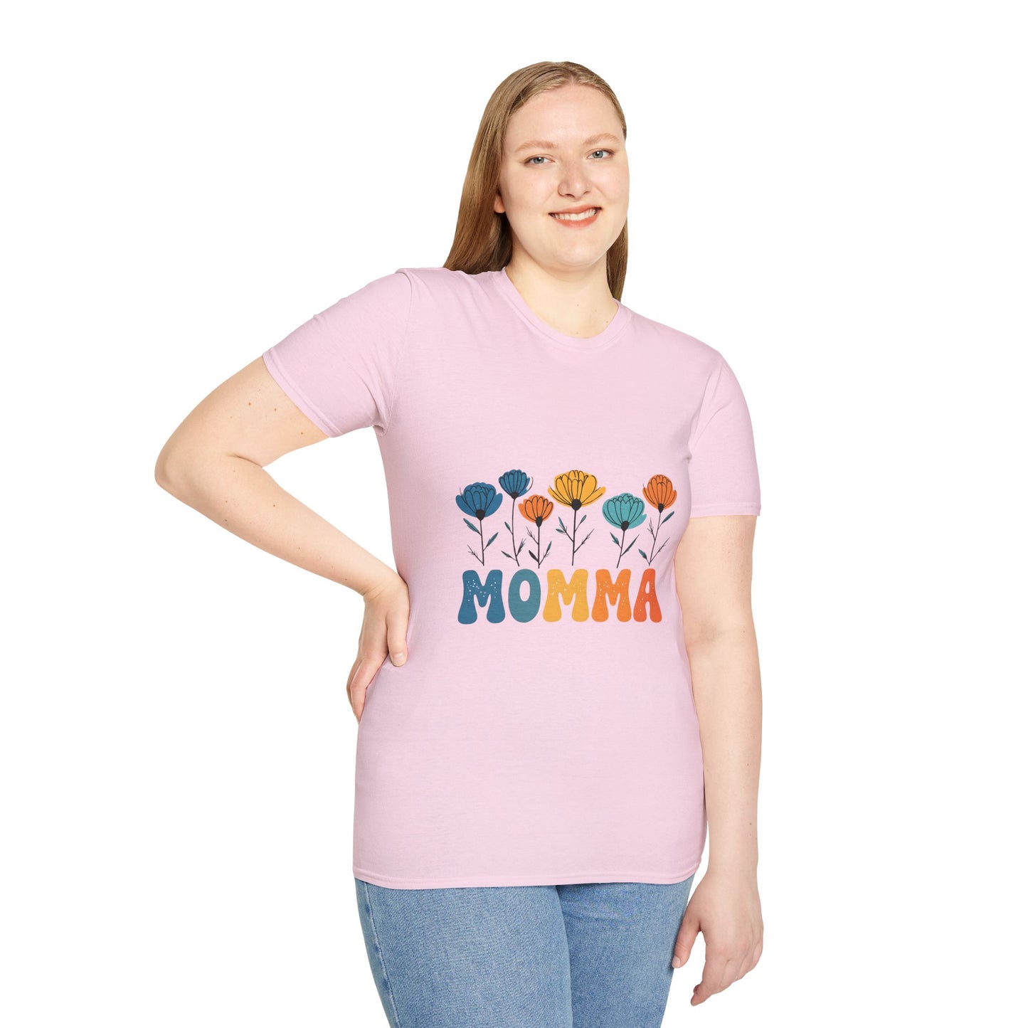Momma Floral Softstyle T-Shirt | Perfect for Mother's Day, Gifts for Moms, Casual Wear, Spring Fashion, Family Gatherings