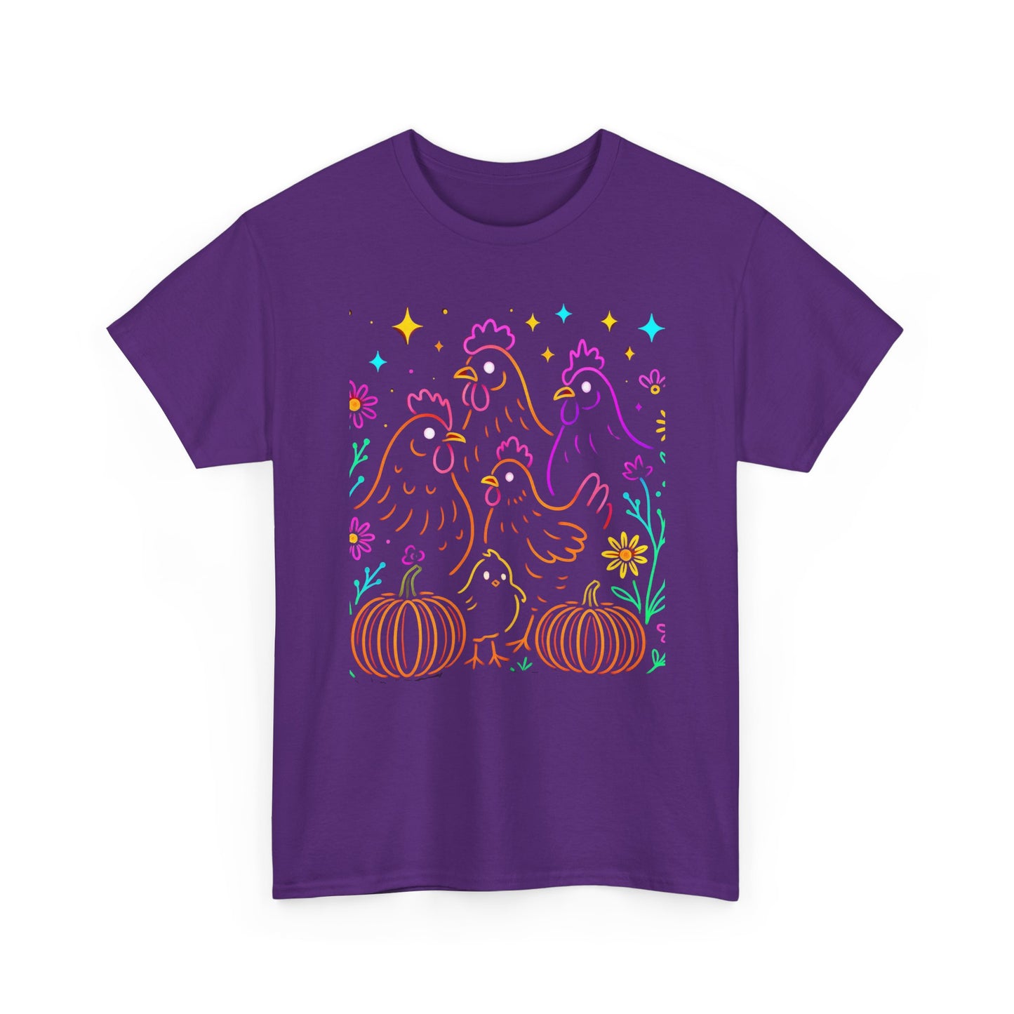 Autumn Glow Chicken Tee – Colorful Farmhouse Pumpkin Shirt
