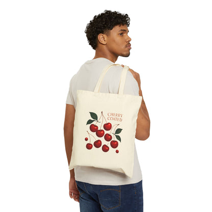 Cherry Coated Canvas Tote — Retro Cherry Grocery & Market Bag