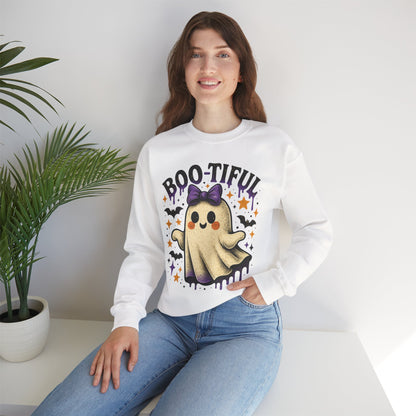 Boo-tiful Ghost Halloween Sweatshirt - Retro Fall Apparel