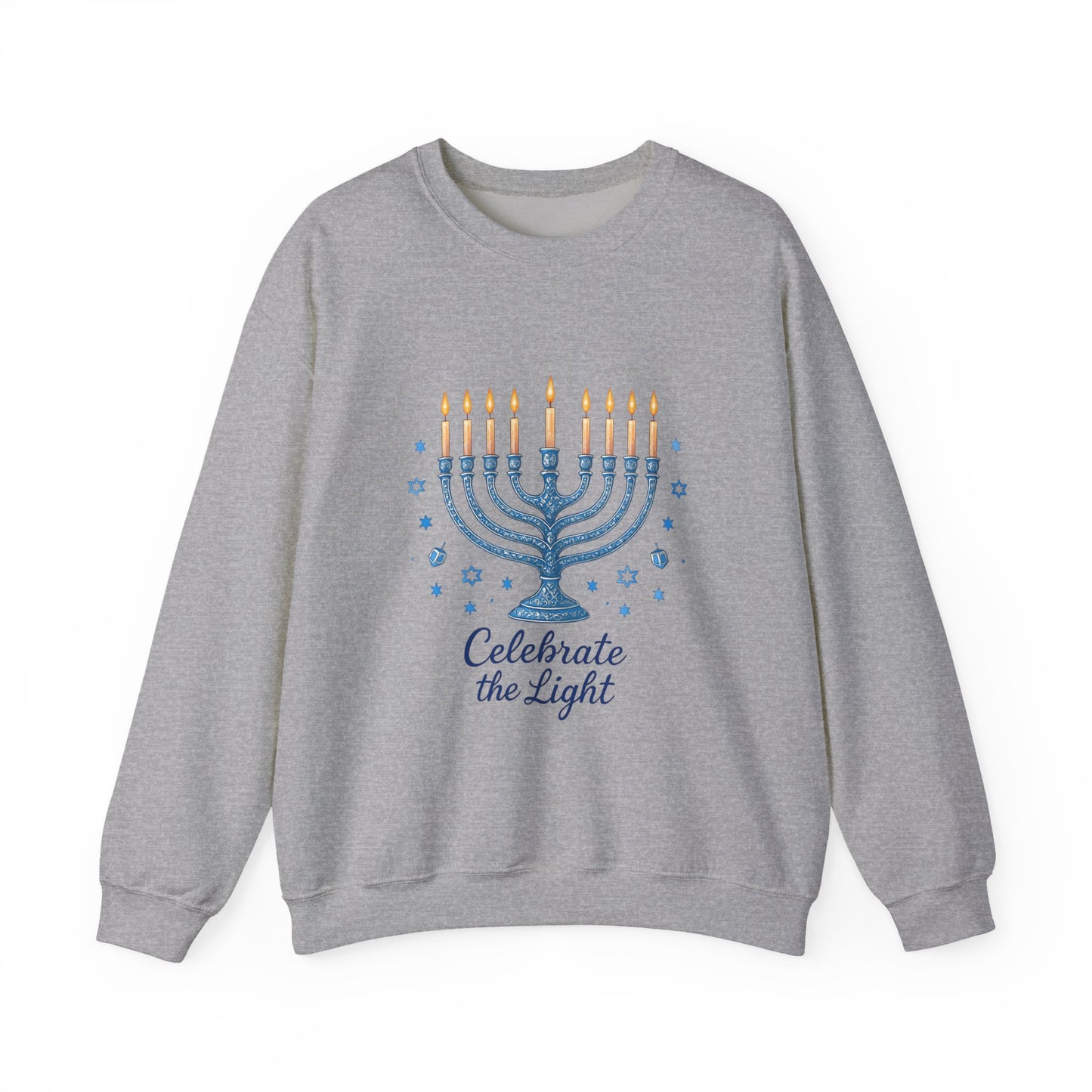 Hanukkah Menorah Sweatshirt - "Celebrate the Light" Holiday Crewneck