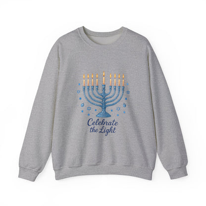 Hanukkah Menorah Sweatshirt - "Celebrate the Light" Holiday Crewneck