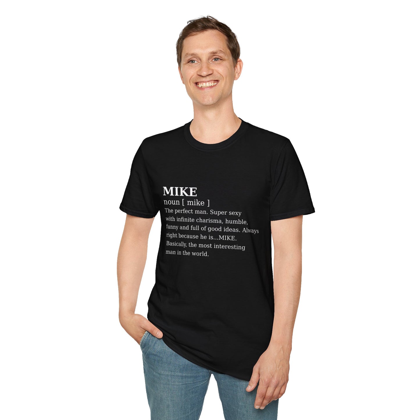 Stylish Mike Definition Tee, Unisex Softstyle T-Shirt, Gift for Him, Personalize, Fun Casual Wear, Birthday Celebration Shirt