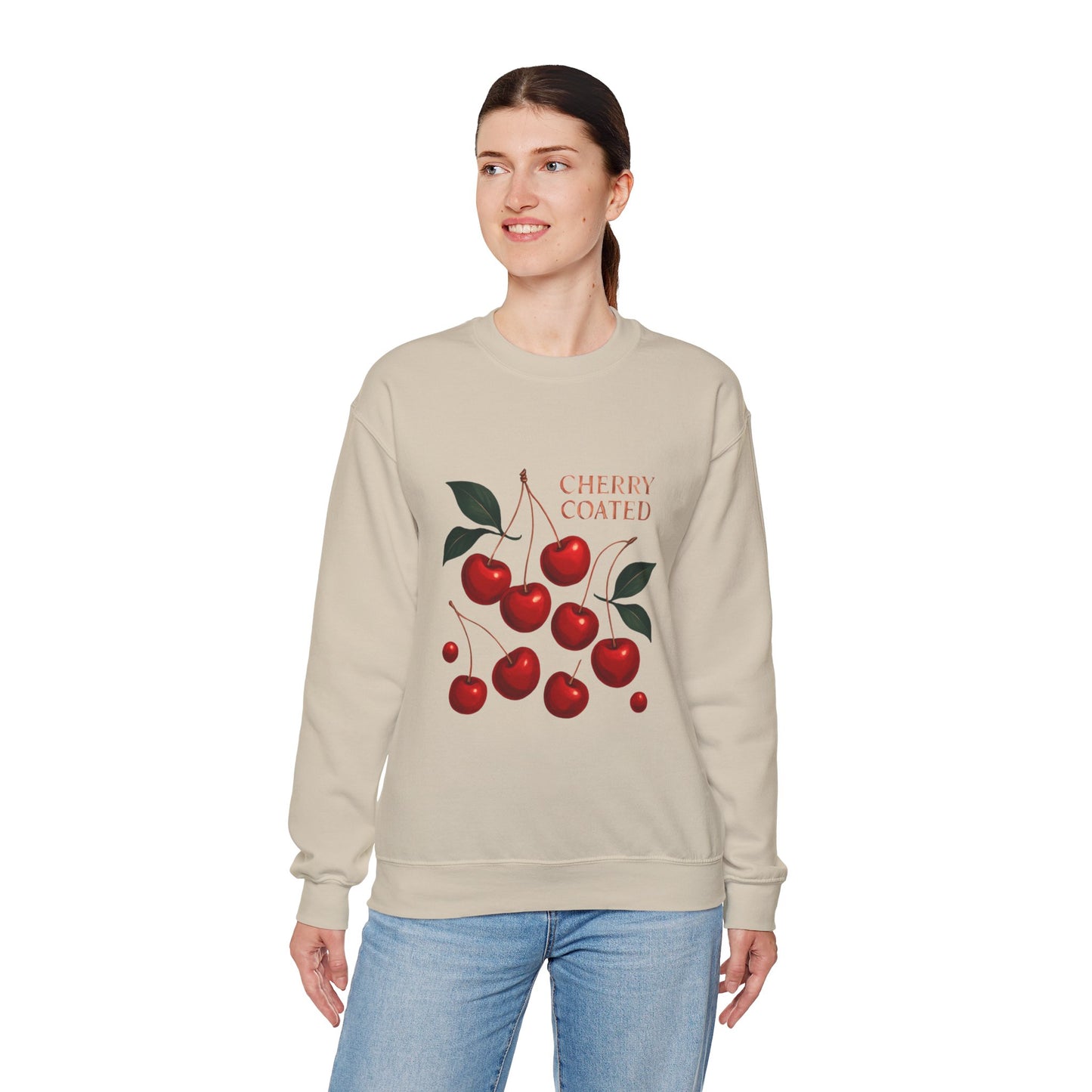 Cherry Coated Crewneck Sweatshirt — Retro Cherry Graphic Pullover