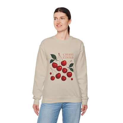 Cherry Coated Crewneck Sweatshirt — Retro Cherry Graphic Pullover