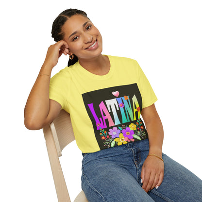 Colorful Latina Floral T-Shirt, Unisex Tee, Pride Shirt, Floral Graphic Tee, Gift for Her, Summer Style, Celebration Shirt
