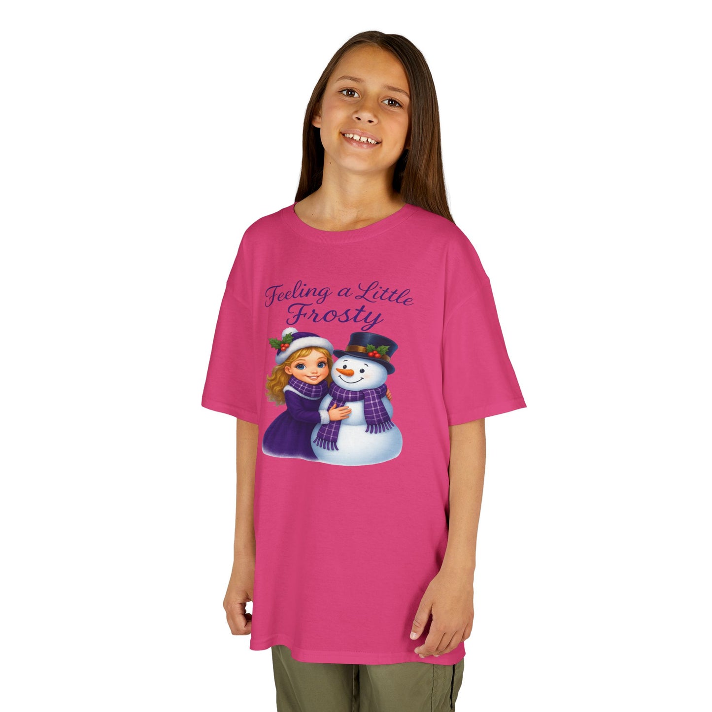Kids Heavy Cotton™ Tee, Feeling a Little Frosty T-Shirt, Winter Tee, Holiday Gift for Kids, Cute Snowman Shirt, Fun Winter Apparel