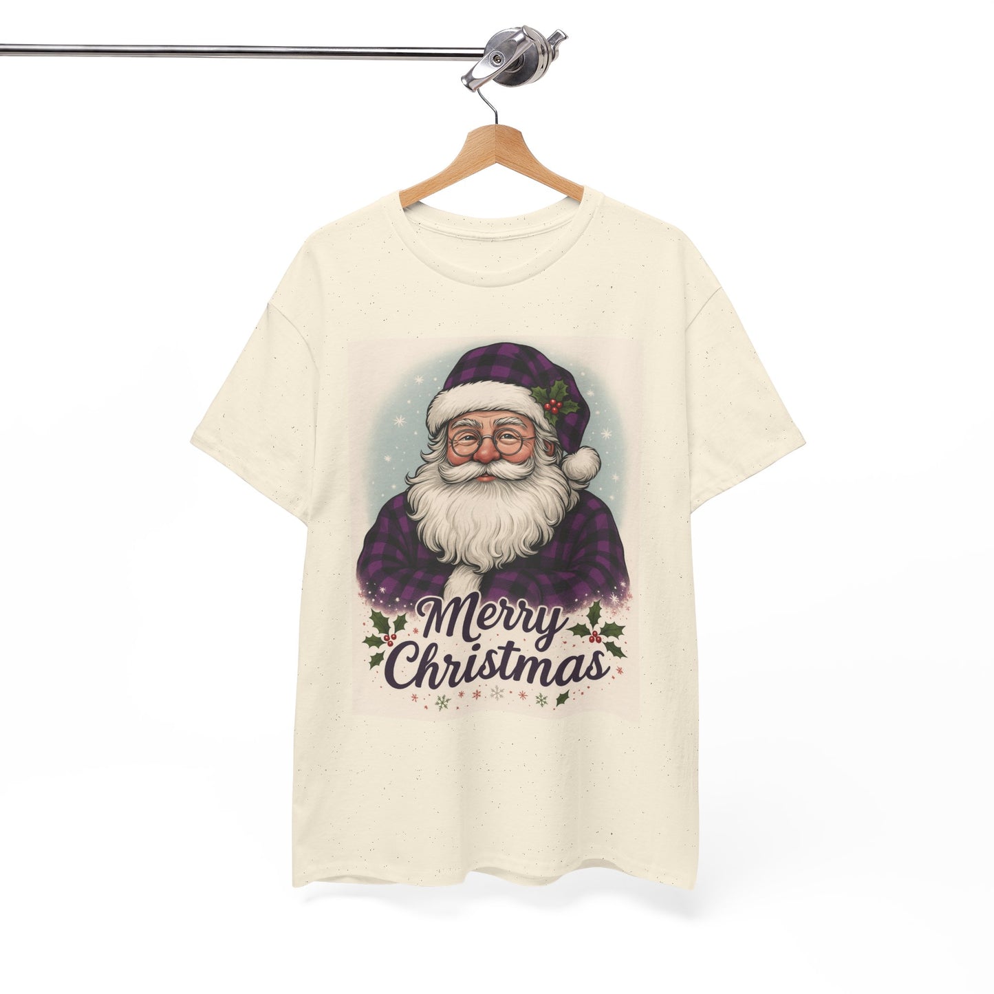 Retro Purple Plaid Santa