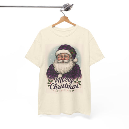 Retro Purple Plaid Santa