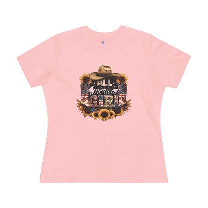 Rustic American Girl Tee, Country Style Shirt, Summer Outfit, Gift for Her, Everyday Casual Wear, Farmhouse Fashion