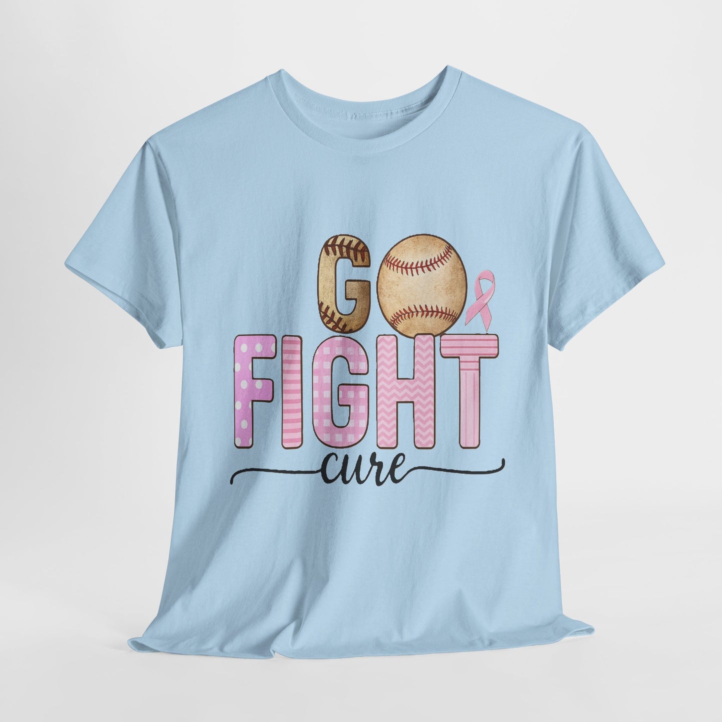 Go Fight Cure Baseball Pink Ribbon Awareness Tee