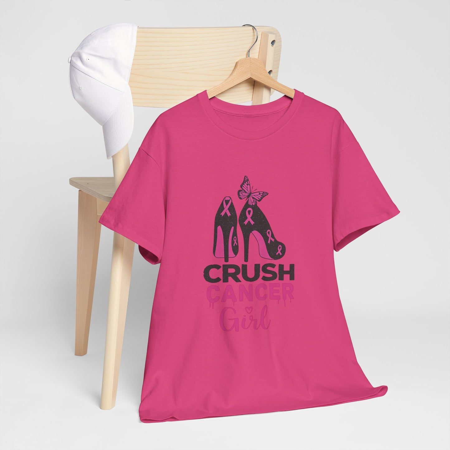 Crush Cancer Girl Tee: High Heels, Pink Ribbon, Hope