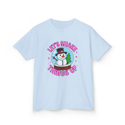 Shake Things Up! Snowman & Dino Christmas Kids Tee