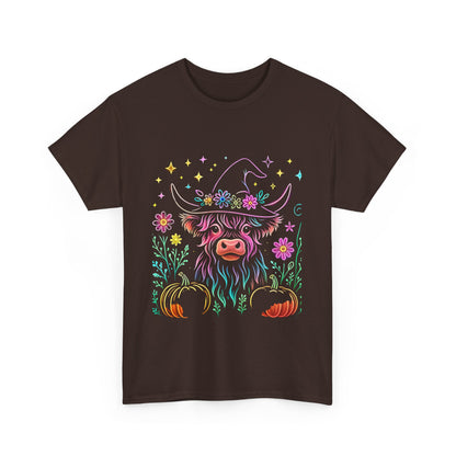 🎃 Magical Highland Cow Tee – Witchy Pumpkin Farm Shirt