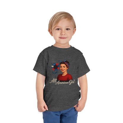 Toddler Tee All American Girl Patriotic Floral Shirt