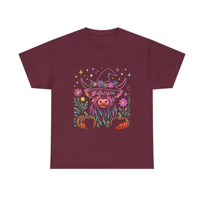 🎃 Magical Highland Cow Tee – Witchy Pumpkin Farm Shirt