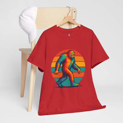 Colorful Bigfoot Unisex T-Shirt, Fun Graphic Tee for Nature Lovers, Perfect for Holidays, Festivals, Camping, Gifts