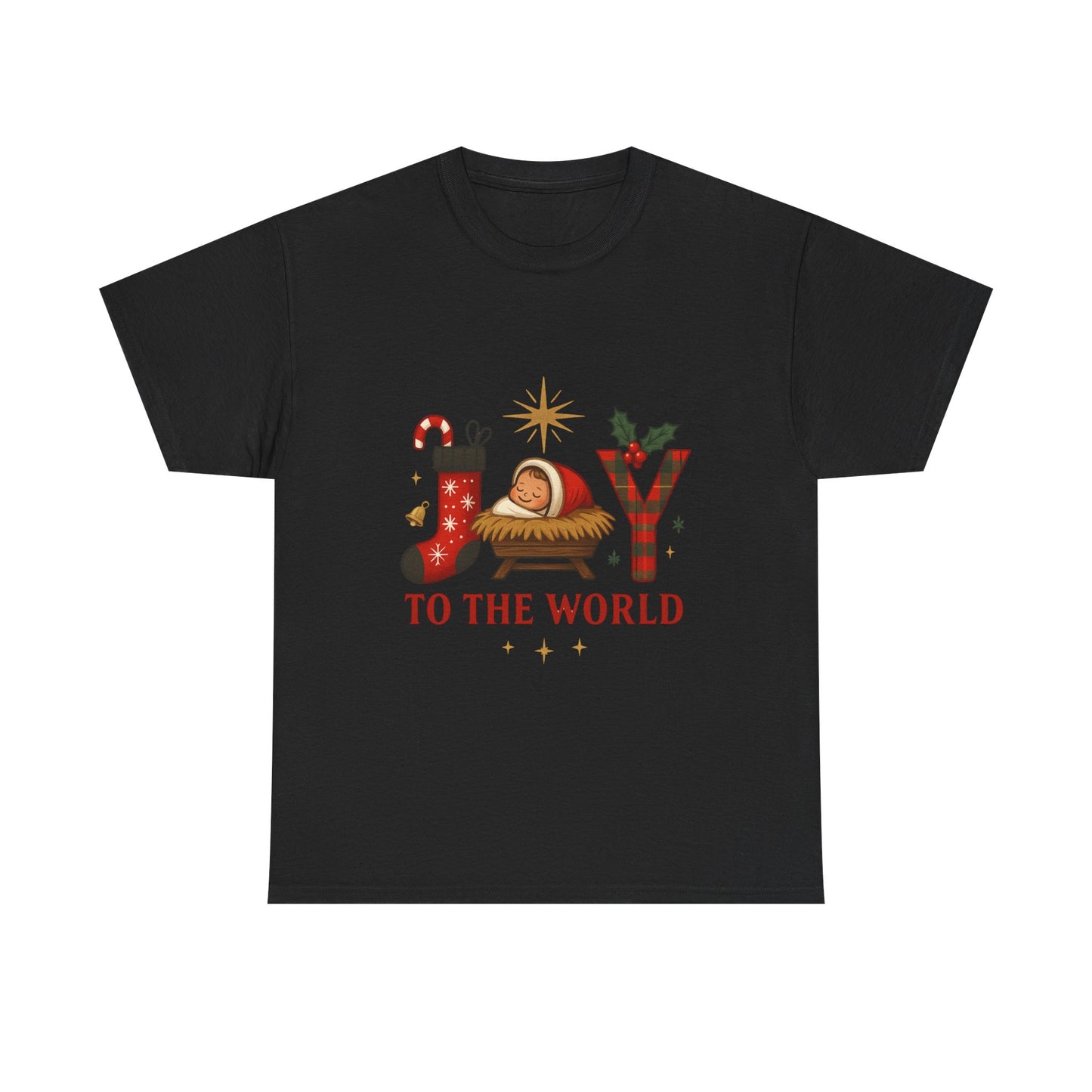 Christmas Joy Unisex Tee with Baby Jesus Illustration