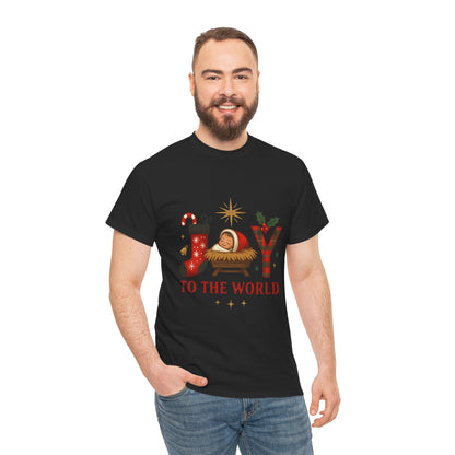 Christmas Joy Unisex Tee with Baby Jesus Illustration