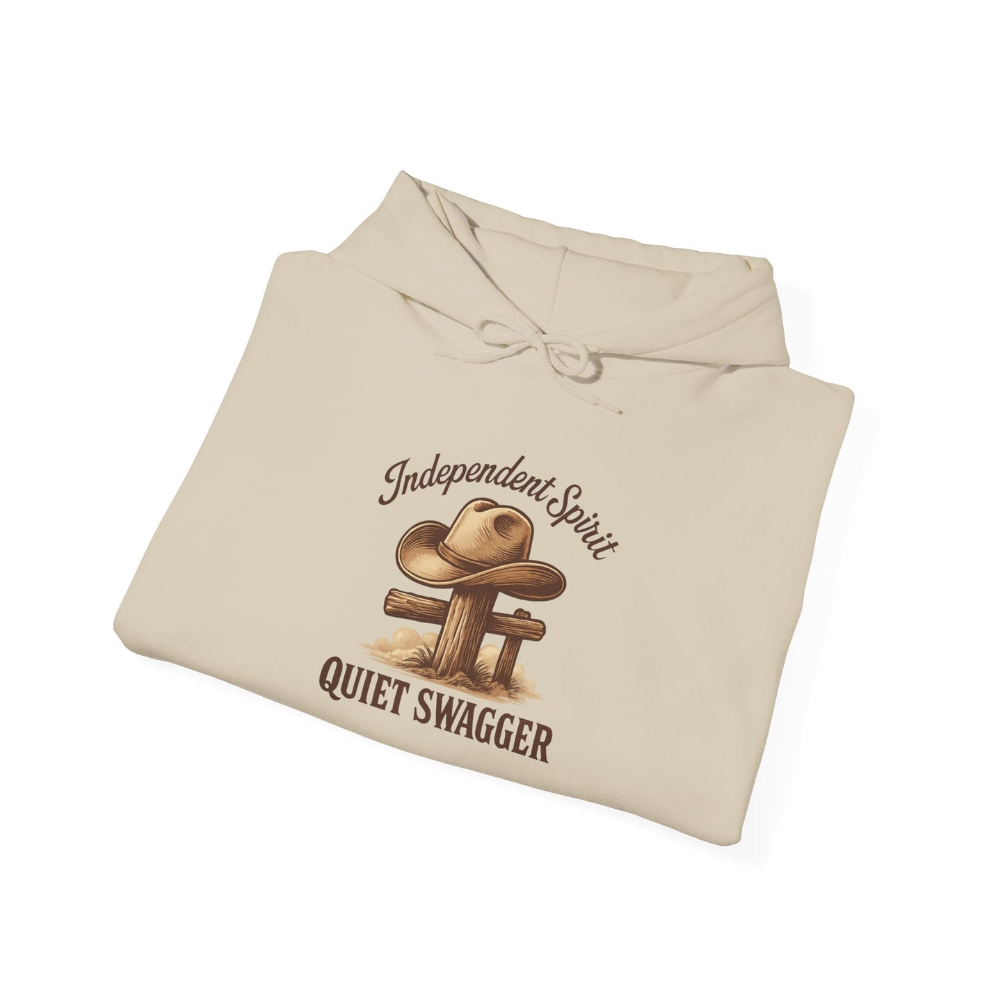 Quiet Swagger Hoodie – "Independent Spirit" Cowboy Hat Graphic Pullover