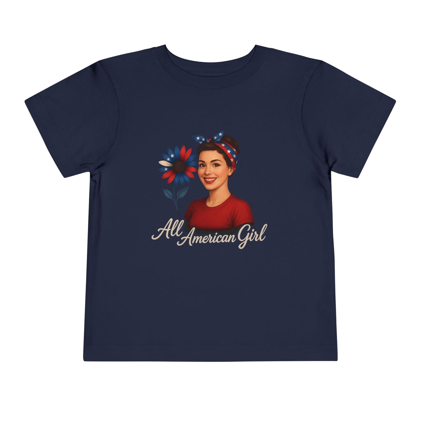 Toddler Tee All American Girl Patriotic Floral Shirt