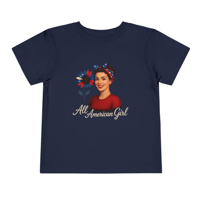 Toddler Tee All American Girl Patriotic Floral Shirt