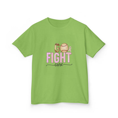 Go Fight Cure Baseball Pink Ribbon Kids Christmas Tee