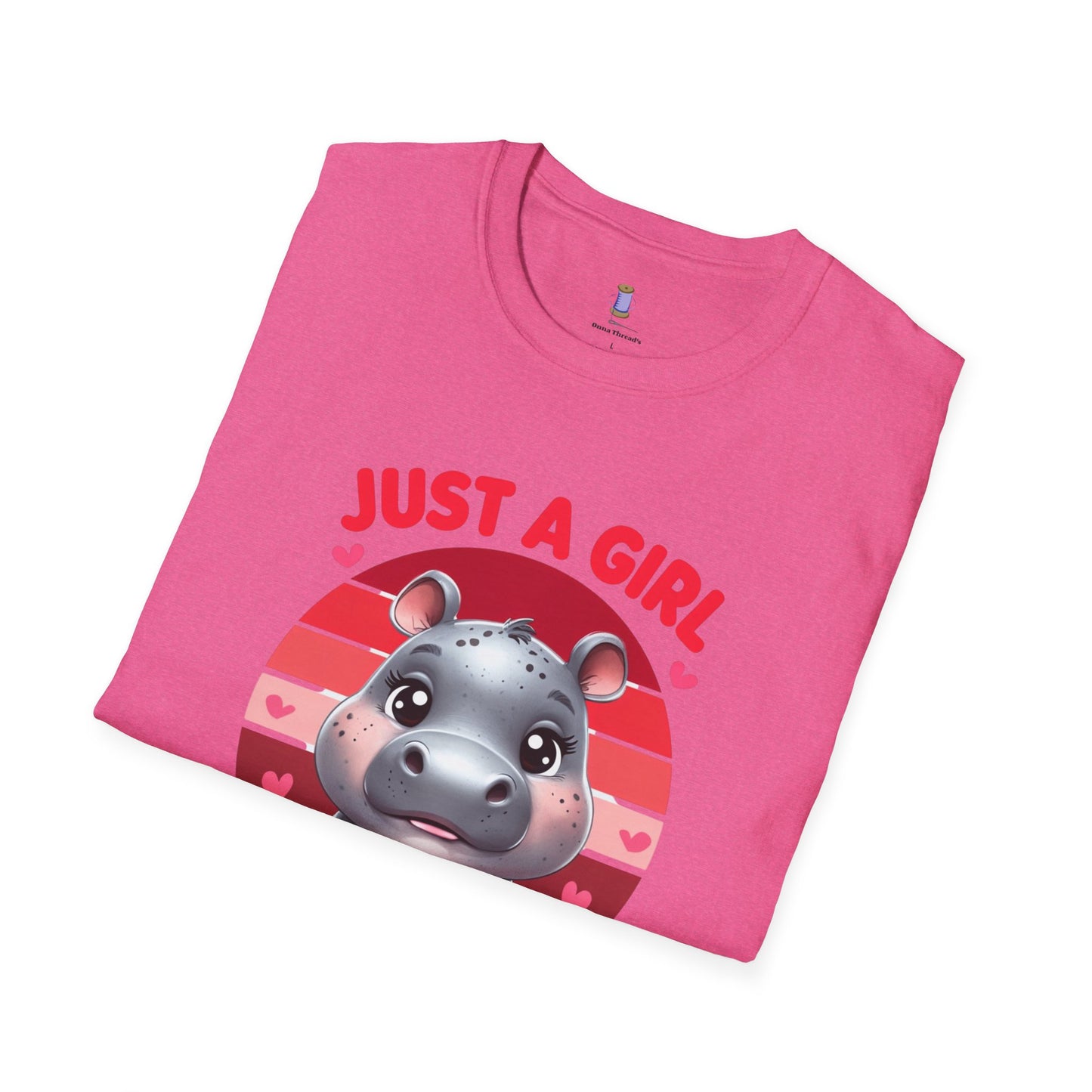 Just a Girl Who Loves Moo Deng Unisex Softstyle T-Shirt | Cute Hippo Tee, Animal Lover Shirt, Gift for Kids, Summer Wear, Birthday Present