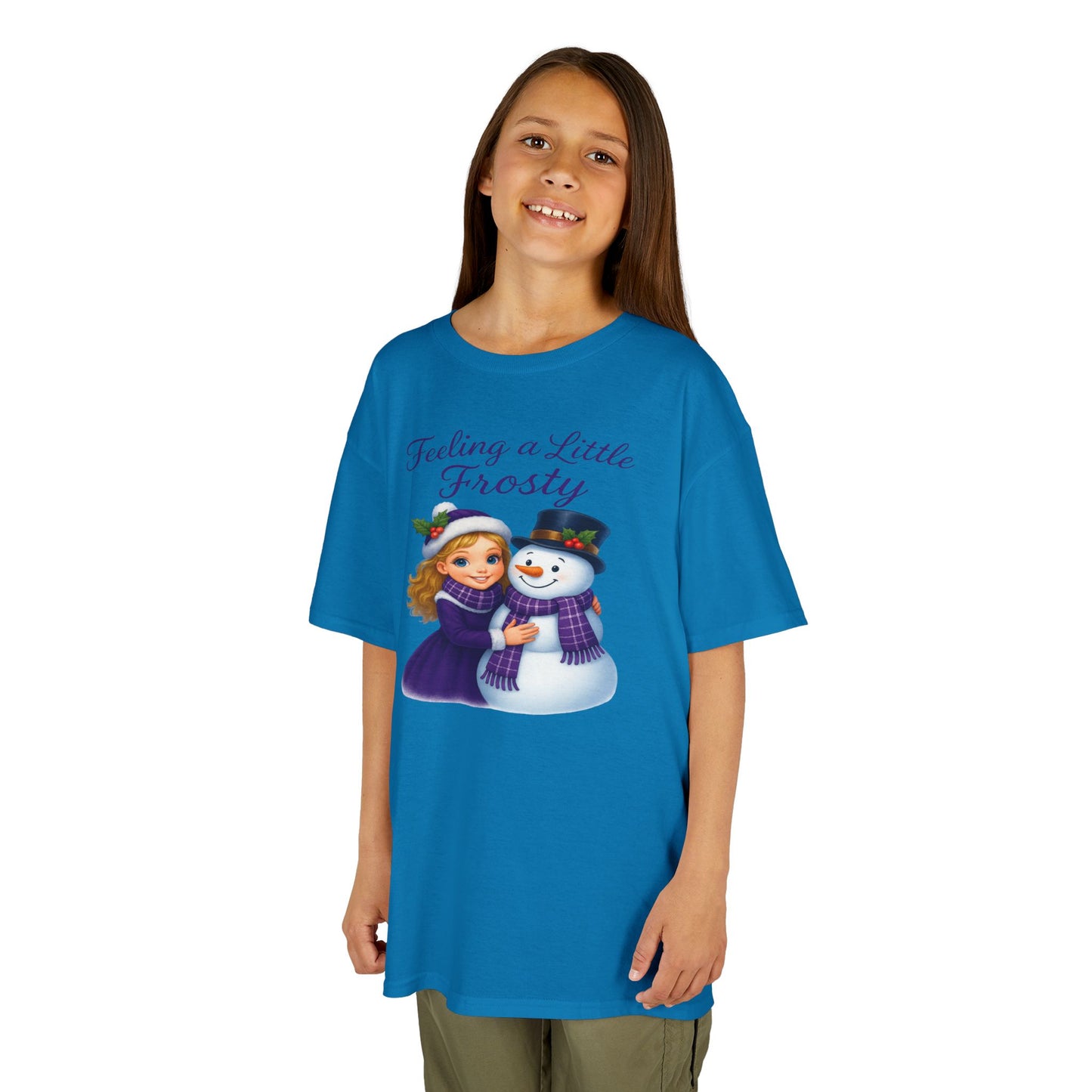 Kids Heavy Cotton™ Tee, Feeling a Little Frosty T-Shirt, Winter Tee, Holiday Gift for Kids, Cute Snowman Shirt, Fun Winter Apparel
