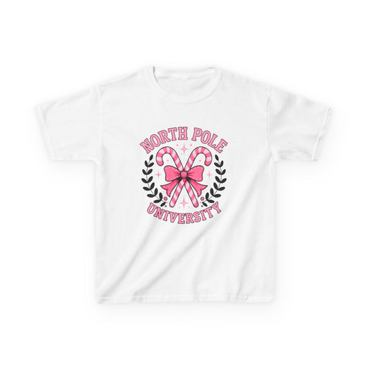 North Pole University Dino Christmas Kids Tee