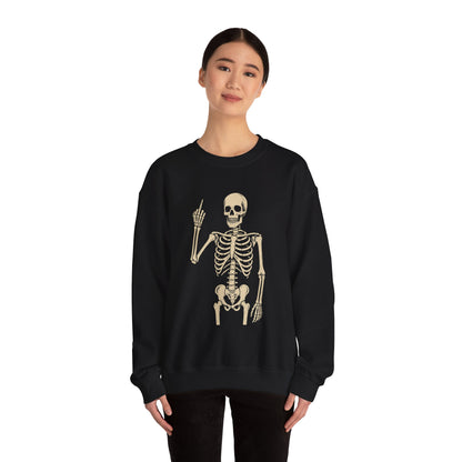 Defiant Skeleton Crewneck - Vintage Halloween Sweatshirt