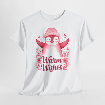 Warm Wishes Pink Penguin Tee - Holiday Tee