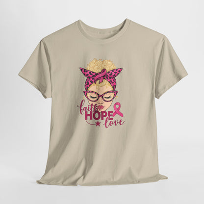 Hope Love Pink Ribbon Tee - Breast Cancer Awareness