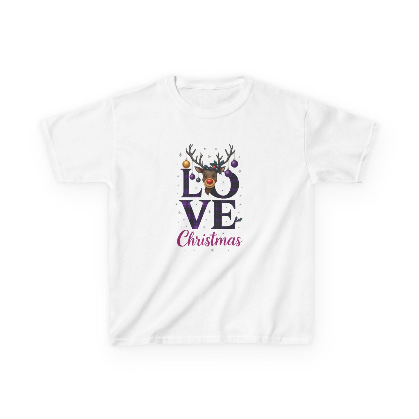 Love Reindeer Christmas Dinosaur Kids Tee