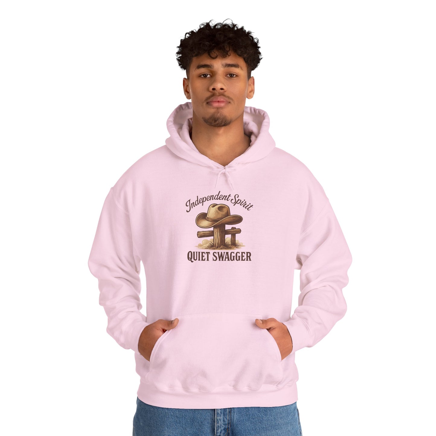 Quiet Swagger Hoodie – "Independent Spirit" Cowboy Hat Graphic Pullover