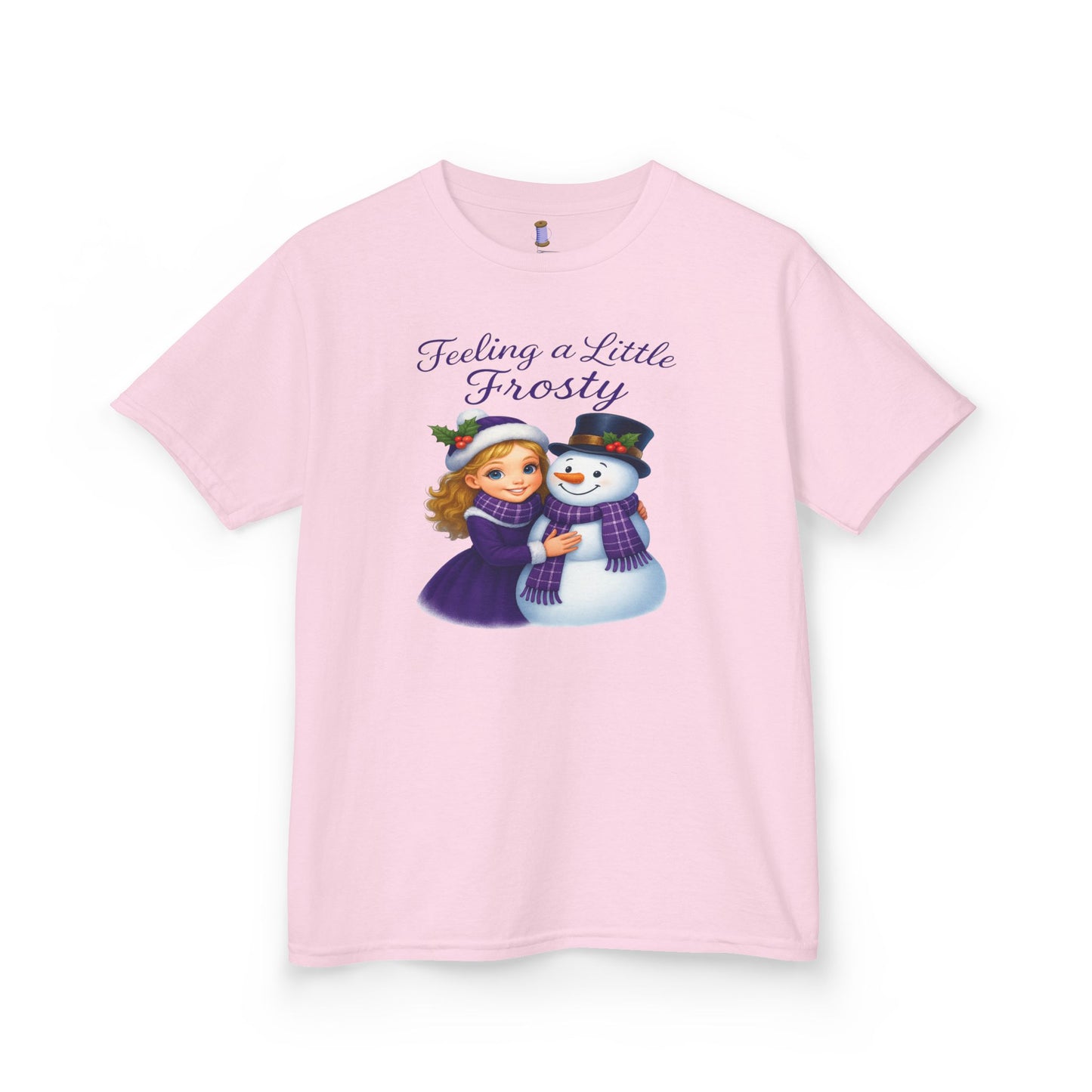 Kids Heavy Cotton™ Tee, Feeling a Little Frosty T-Shirt, Winter Tee, Holiday Gift for Kids, Cute Snowman Shirt, Fun Winter Apparel