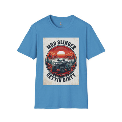 Mud Slinger Unisex Softstyle T-Shirt, Adventure Tee, Off-Road Enthusiast Shirt, Gift for Mud Lovers, Outdoor Sportswear, Gettin Dirty Tee