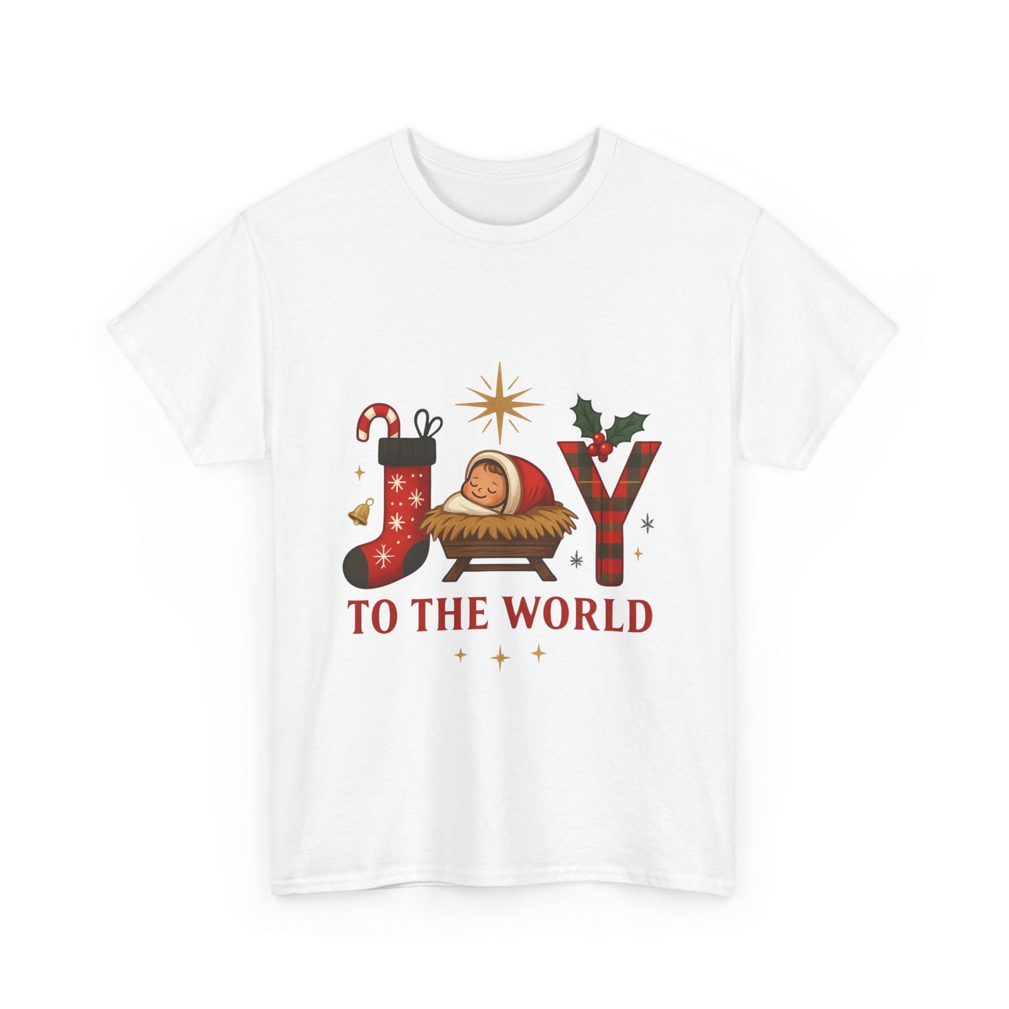 Christmas Joy Unisex Tee with Baby Jesus Illustration