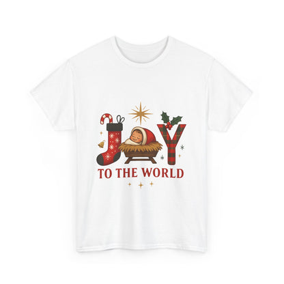 Christmas Joy Unisex Tee with Baby Jesus Illustration