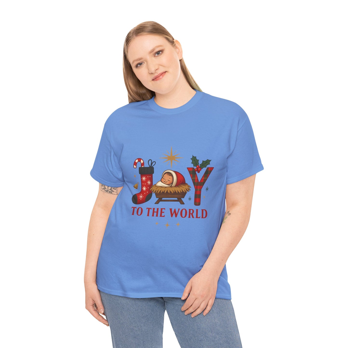 Christmas Joy Unisex Tee with Baby Jesus Illustration