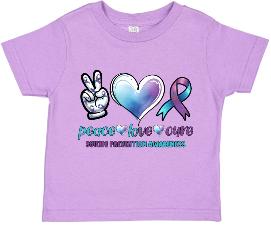 Peace Love Cure Suicide Awareness Kid T-Shirt