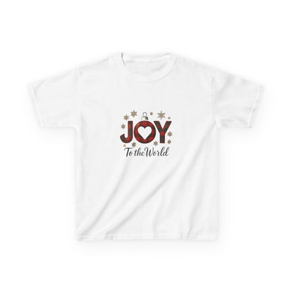 JOY Dinosaur Christmas Tee - Plaid Ornament Dino Shirt