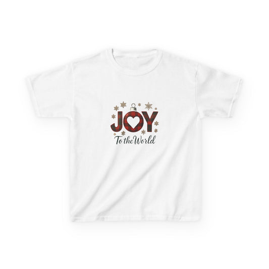 JOY Dinosaur Christmas Tee - Plaid Ornament Dino Shirt