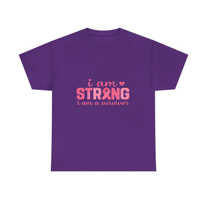 I AM STRONG - Pink Ribbon Breast Cancer Awareness Tee