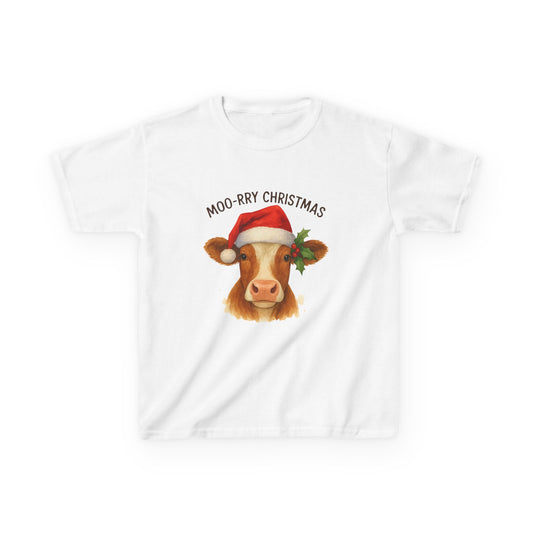 Moo-rry Christmas Dino Tee - Kids Holiday Shirt