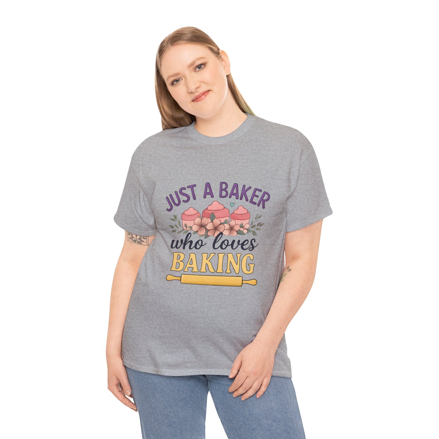 Baking Lover Tee with Cupcake and Rolling Pin Design