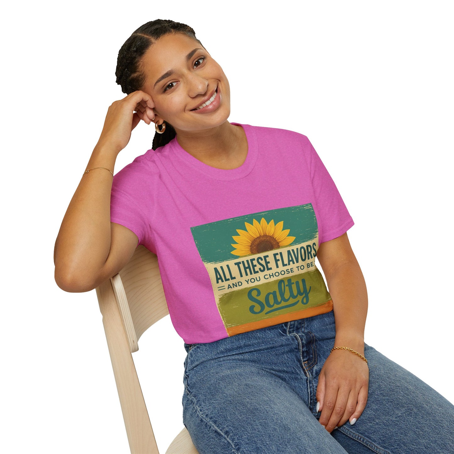Sunflower Salty T-Shirt: Unisex Softstyle Tee for Sunshine Lovers, Casual Wear, Birthday Gift, Summer Vibes, Relaxed Style