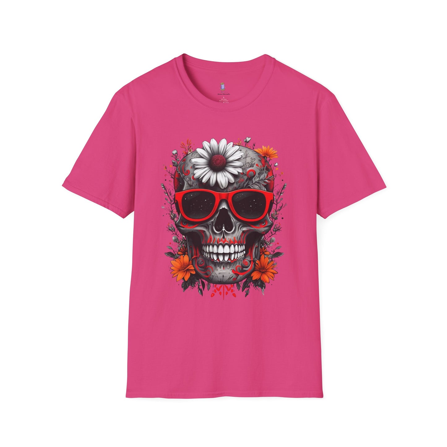 Skull & Flower Graphic T-Shirt, Unisex Casual Tee, Edgy Fashion Wear, Festival Outfit, Gift for Halloween & Day of the Dead