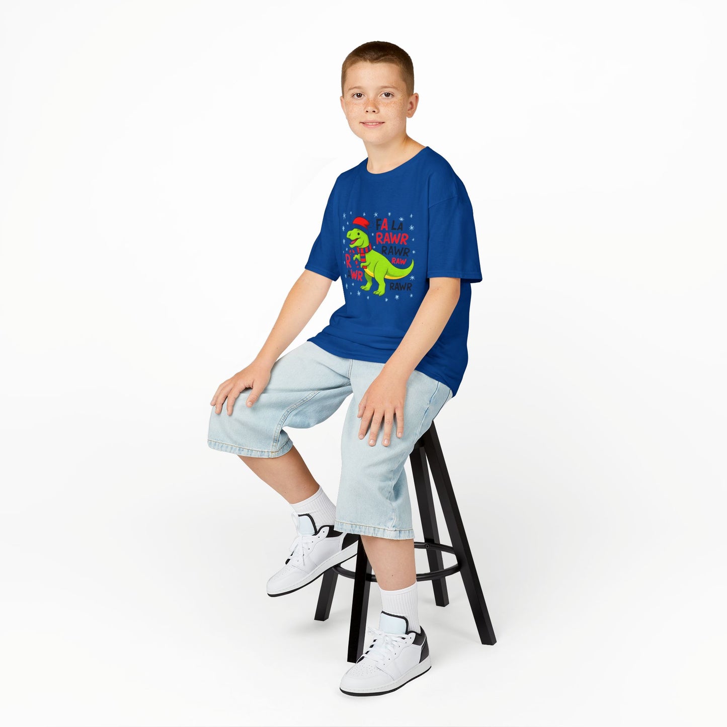 Holiday Dinosaur Kids Tee, Christmas Shirt, Fun Dinosaur T-Shirt, Kids Party Outfit, Cute Graphic Tee, Gift for Kids