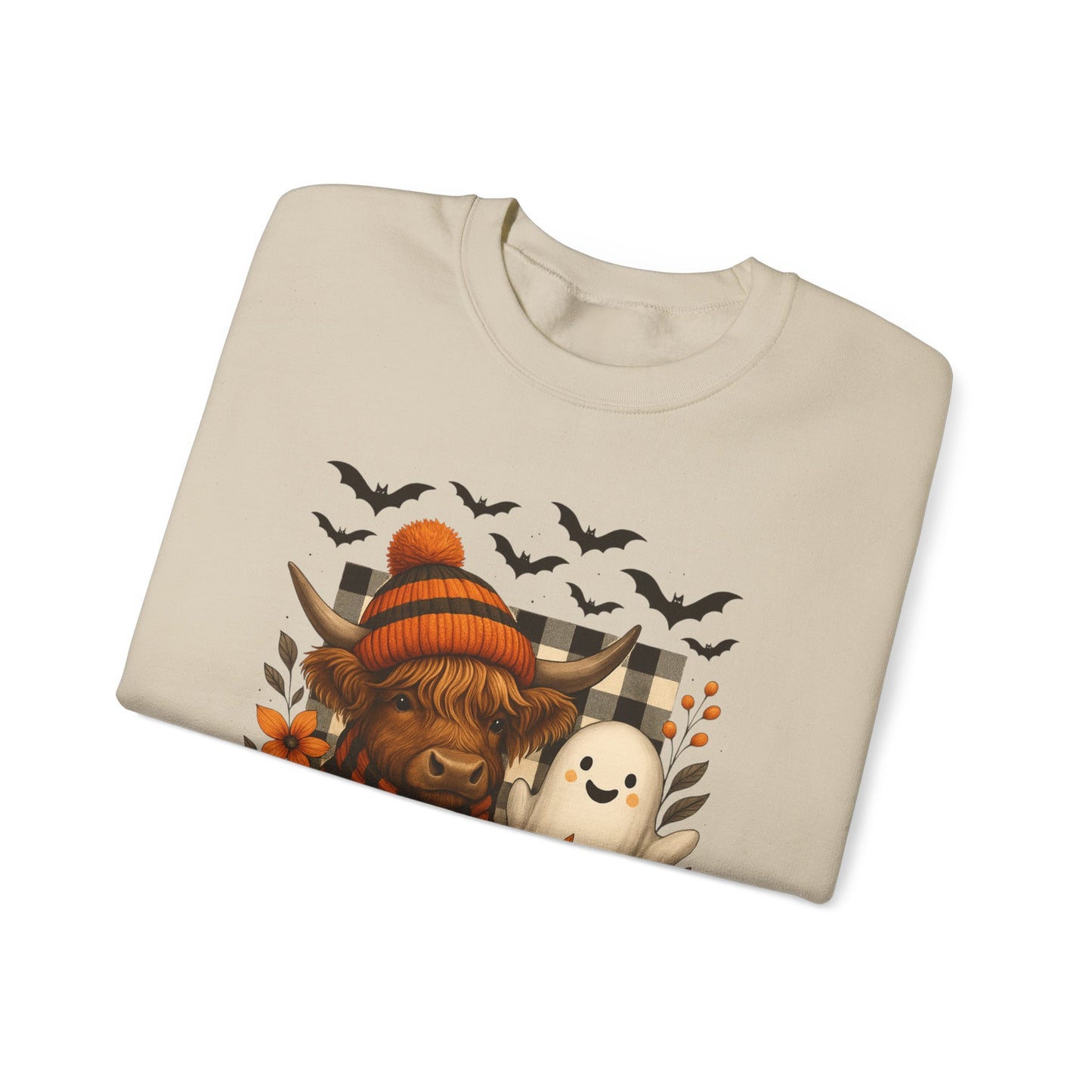 Happy Halloween Cow & Ghost Crewneck Sweatshirt